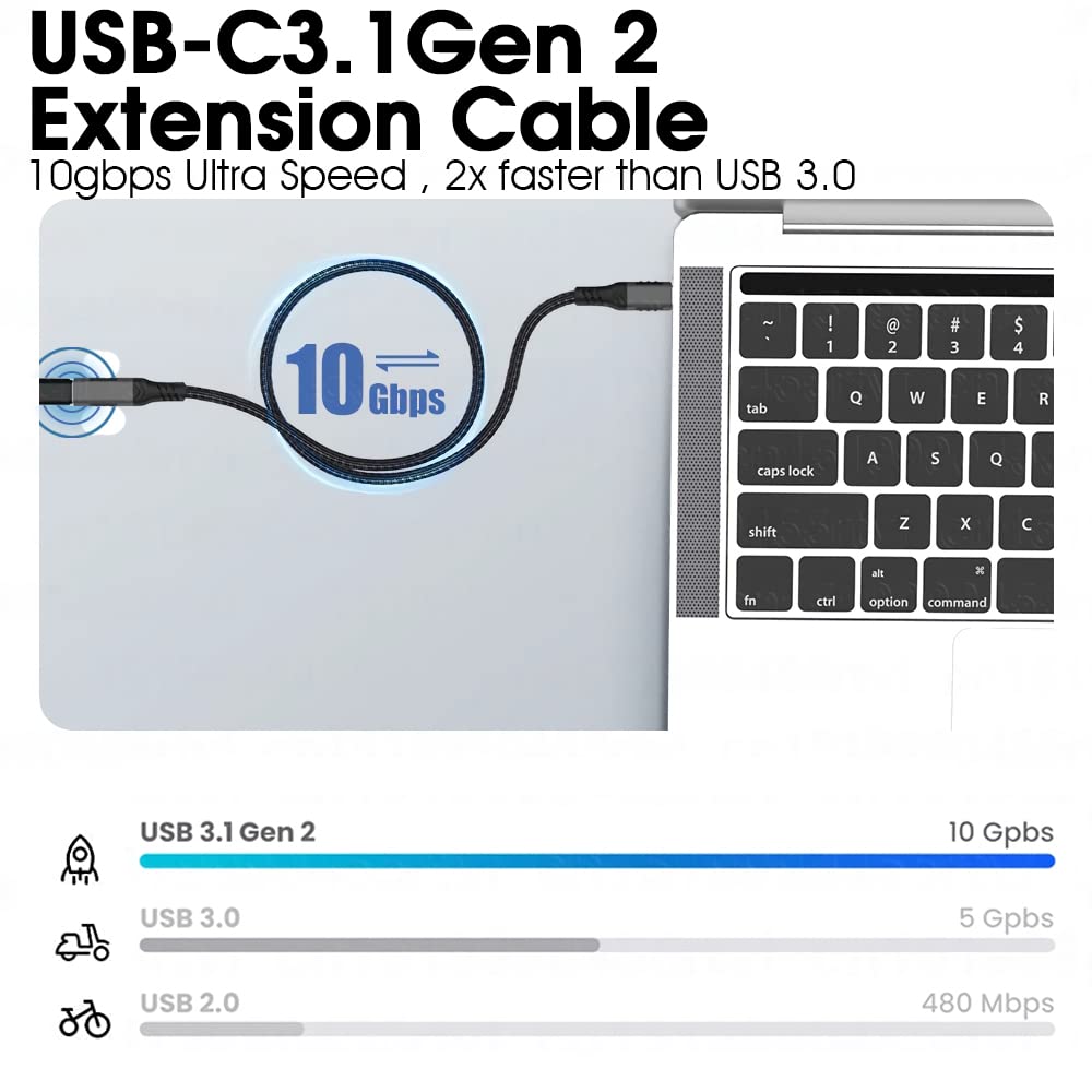 Verilux USB C Extension Cable (Gen 2/10Gbps), USB 3.1 Type C Male to Female Extension Cable 3.3ft,100W Fast Charging Male to Female for MacBook Pro/Air/M1,iPad Pro Dell XPS Surface Book and More Verilux USB C Extension Cable (Gen 2/10Gbps), USB 3.1 Type C Male to Female Extension Cable 3.3ft,100W Fast Charging Male to Female for MacBook Pro/Air/M1,iPad Pro Dell XPS Surface Book and More